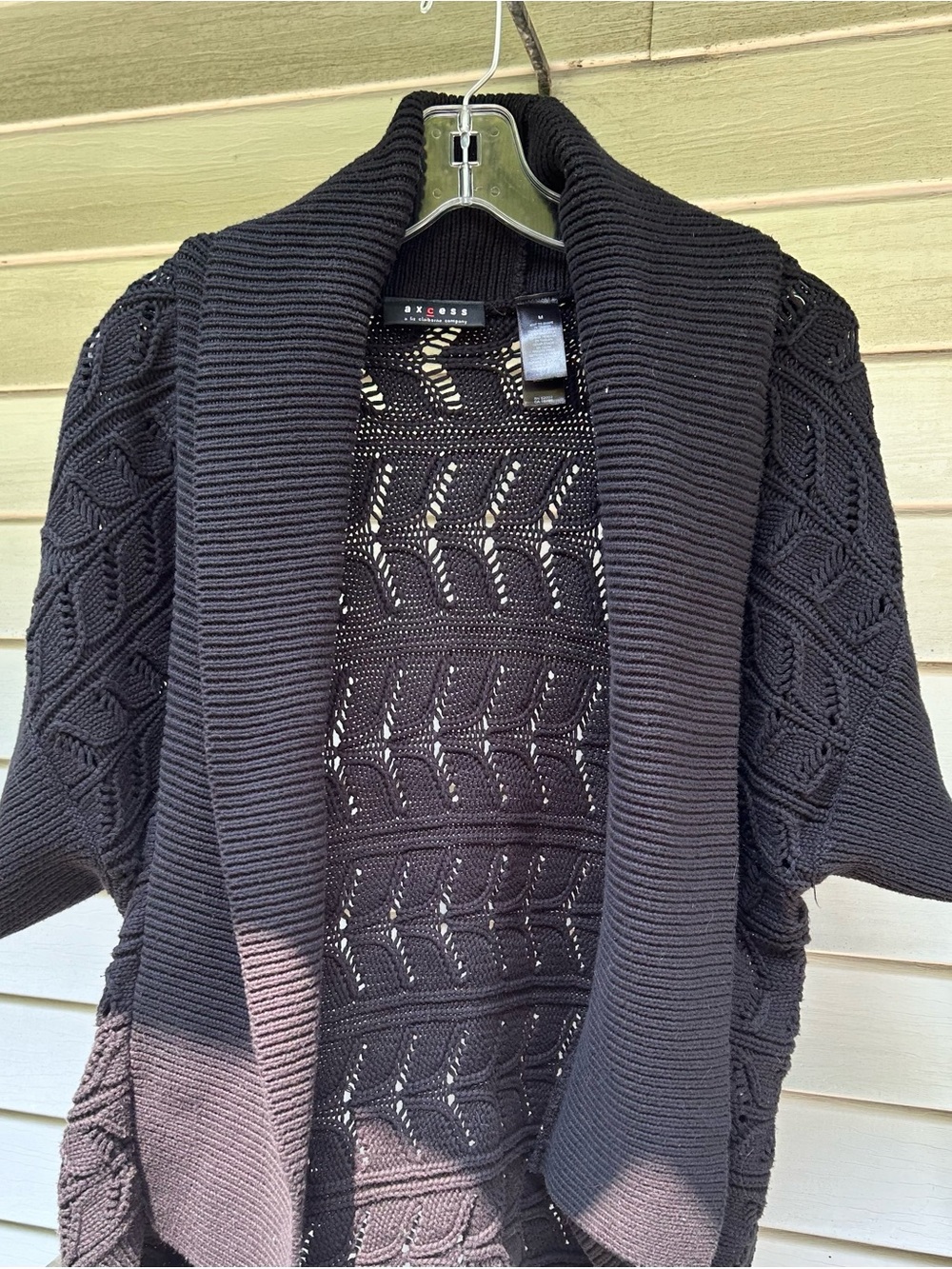 Axcess by Liz Claiborne Shawl Collar Chunky Knit Open Cardigan Black Cozy Medium